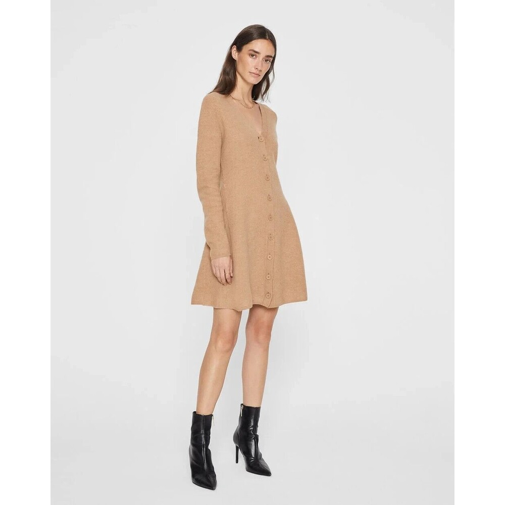 Club Monaco womens dress size small wool oat heather cardigan duster brown long
